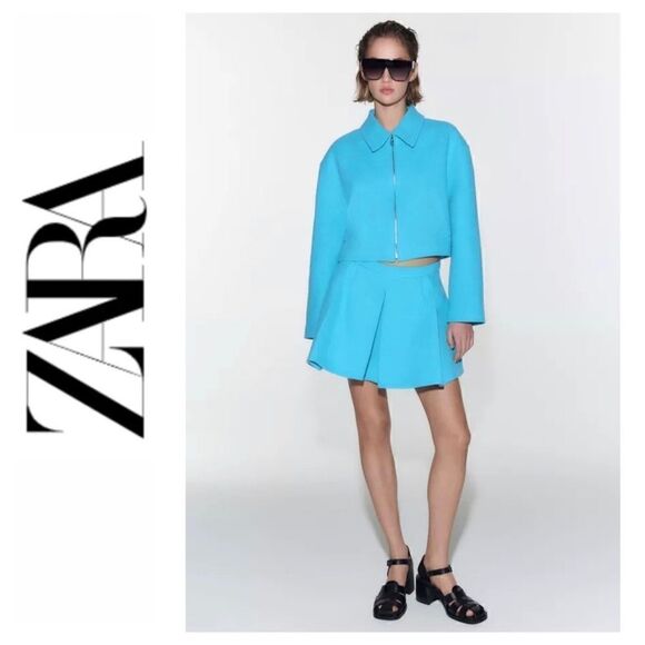 NWT Zara Blogger’s Favorite High Waisted Pleated Textured Skort, Size XS - Picture 1 of 16